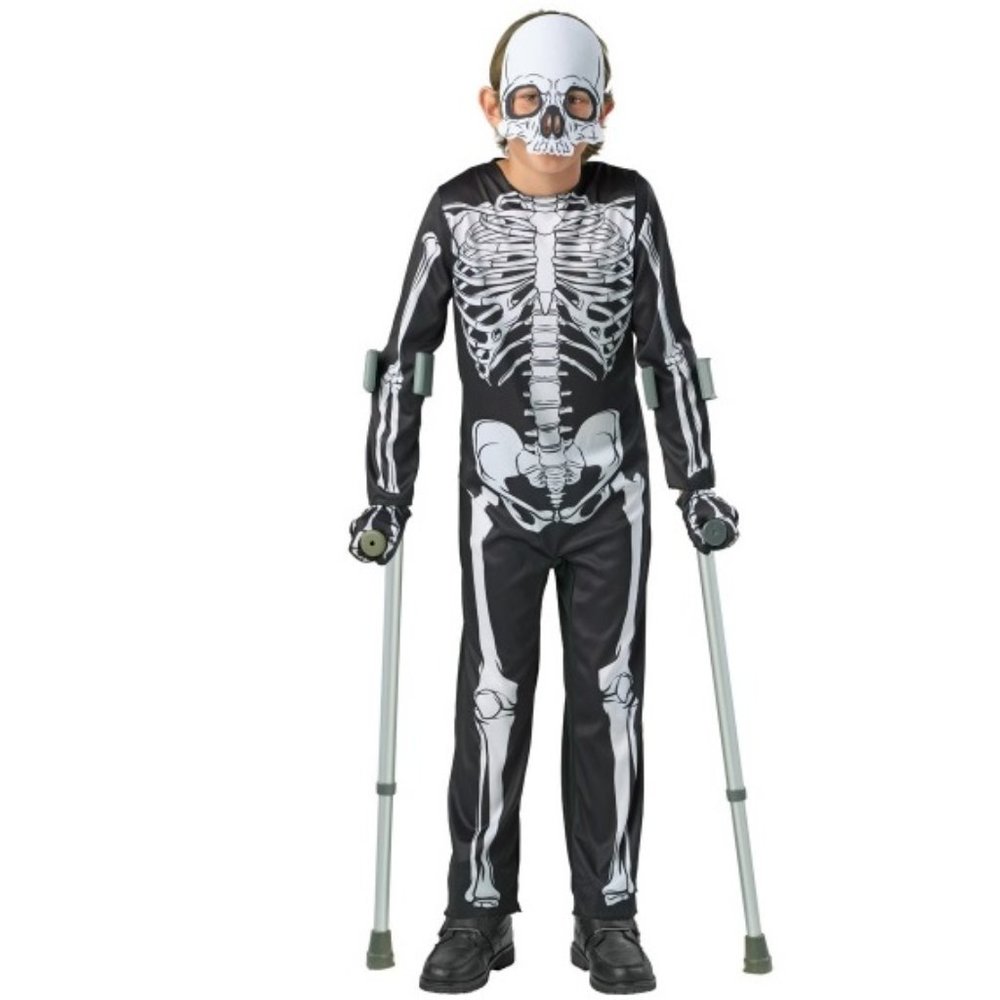 Boys Girls SKELETON Halloween Costume Size Sm 4/6 M 8/10 Adaptive Skull Mask NWT